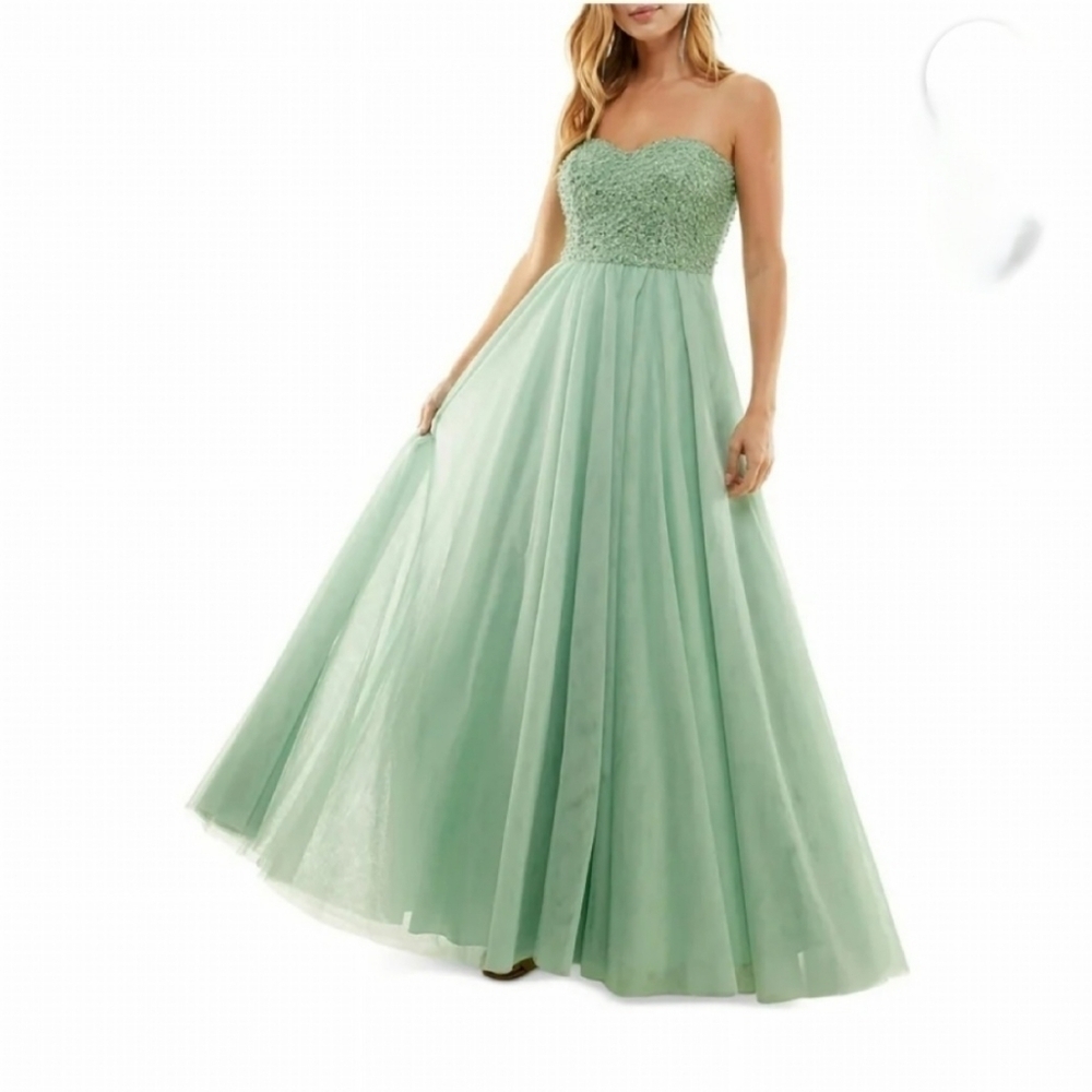 Say Yes To The Prom Juniors Womens Beaded Lace Up Dress 13